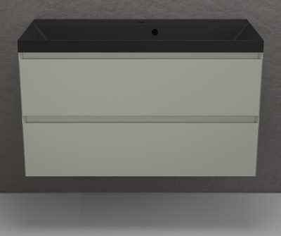 Тумба с умывальником Symbolite Манхэттен 100 Plus 2 ящика + Asti 100x45 (подвесная, олива/антрацит)