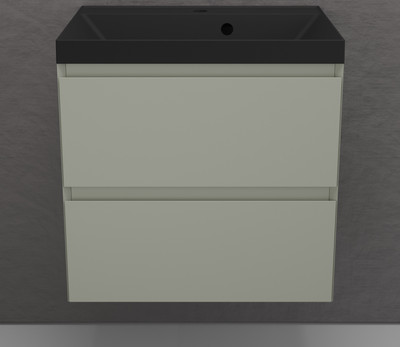 Тумба с умывальником Symbolite Манхэттен 60 Plus 2 ящика + Asti 60x45 (подвесная, олива/антрацит)