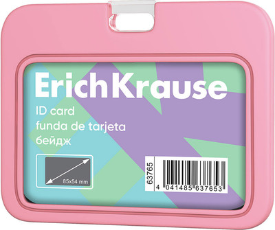Бейдж Erich Krause Pastel. Горизонтальный / 63765 (розовый)