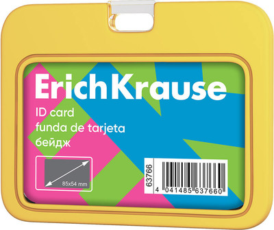Бейдж Erich Krause Neon. Горизонтальный / 63766 (желтый)