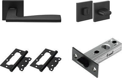 Комплект дверной фурнитуры Rucetti RAP 28 SLIM-S BL без фиксатора (черный)