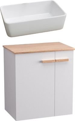 Тумба с умывальником Lauter Adri 59 + 21674A (белый глянец)
