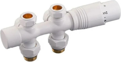 Узел подключения для радиатора Дельта DUO Мультифункциональный Белый RAL-9016 (нижний)