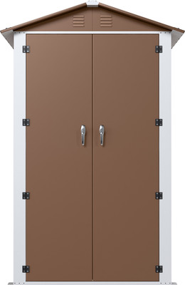 Сарай из металла No Brand С двухскатной крышей SP-DS-01 Br (распашные двери)