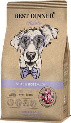 Сухой корм для собак Best Dinner Holistic Adult Sensible Hypoallergenic All Breeds Veal&rosemary (12кг)