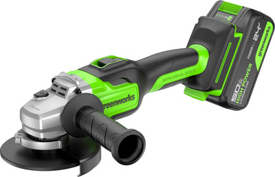 Угловая шлифовальная машина Greenworks GD24AG бесщеточная 24V / 3200207CUG (с АКБ 5Ач и ЗУ)