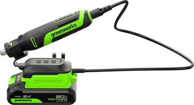 Гравер Greenworks G24RT бесщеточный 24V / 3200807CUA (с АКБ 2Ач, ЗУ, сумкой и оснасткой 52шт)