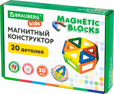 Конструктор магнитный Brauberg Kids Magnetic Blocks / 665718