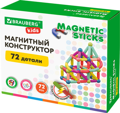 Конструктор магнитный Brauberg Kids Magnetic Sticks / 665722