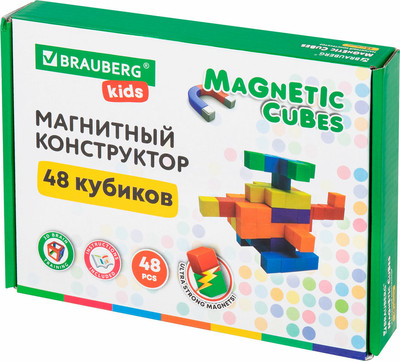 Конструктор магнитный Brauberg Kids Magnetic Cubes / 665723