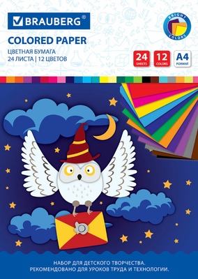 Набор цветной бумаги Brauberg Сова / 115489 (12цв)