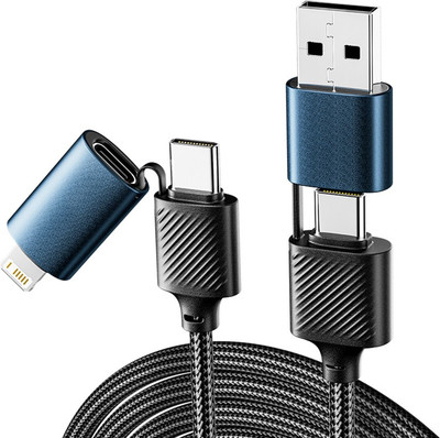 Кабель Rexant 4в1 USB-A Type-C Lightning / 18-7094 (1м, черный)