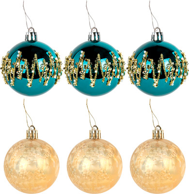 Набор шаров новогодних Золотая сказка 592178 (6шт, бирюзовый/золотой)
