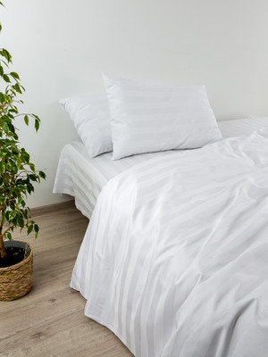 Комплект постельного белья Блакiт Страйп-сатин 2сп 50х70 / 4236/1 противомикробный (белый)