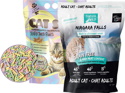 Сухой корм для кошек Natura Wild С фазаном (2кг + АКЦИЯ Наполнитель Cat Step 6л)