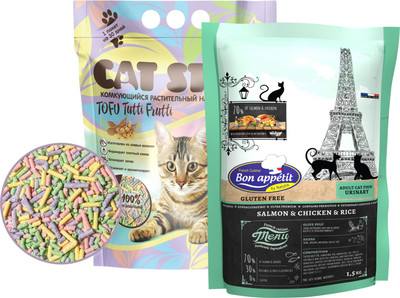 Сухой корм для кошек Bon Appetit Urinary с курицей и лососем (1.5кг + АКЦИЯ Наполнитель Cat Step 6л)
