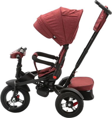 Трехколесный велосипед с ручкой ZigZag Lux 12/10 5099 / 33552 (красный, разобранный, в коробке)