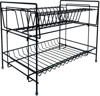 Сушилка для посуды ТД Метиз Разборная 2-х ярусная 390x236x300мм с поддоном (черный)