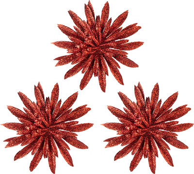 Набор елочных игрушек Волшебная страна Цветы / 110237 (3шт, красный)