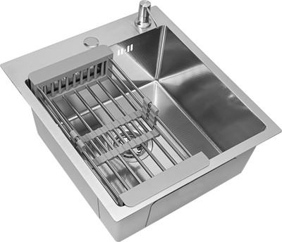 Мойка кухонная Basic CL DS Decor 45x50  (сатин, коландер, дозатор)