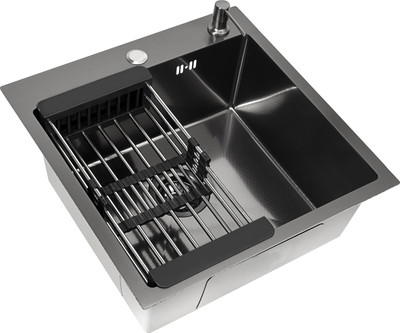 Мойка кухонная Basic CL DS Decor 50x50 (черный, коландер, дозатор)