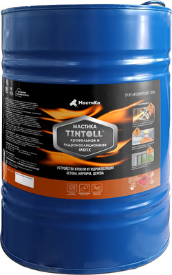 Гидроизоляционная мастика Tintoll Кровельная битумно-полимерная МБПХ барабан (50кг)