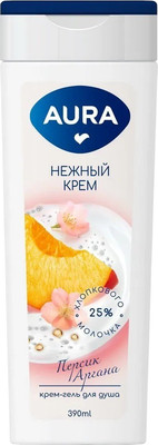 Крем для душа Aura Крем-гель Персик и Аргана флакон/флиптоп (390мл)
