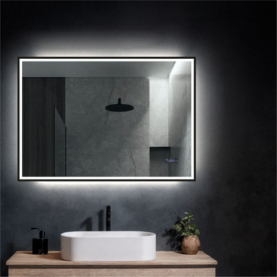 Зеркало Алмаз-Люкс Dakar Blaсk 10070 mh-6 (с подсветкой и часами)