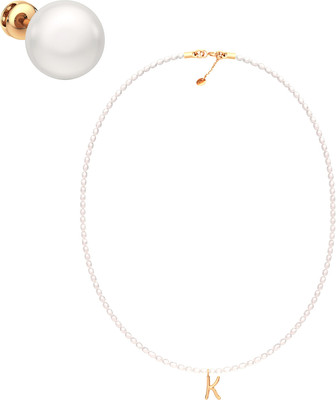 Комплект ювелирных украшений из розового золота ZORKA С жемчугом (колье 530020.9K.R 38см, моносерьга 310668.9K.R.SP)