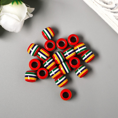 Набор бусин декоративных Арт Узор Полосатый цилиндр с красным / 5373712