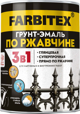 Грунт-эмаль Farbitex По ржавчине 3в1 (1.8кг, графит)