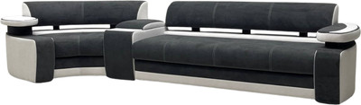 Диван угловой Петрамебель Марсель левый (темно-серый велюр/велюр белый)