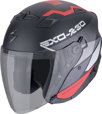 Мотошлем Scorpion Exo Exo-230 Band (XL, черный матовый/красный/серебристый)