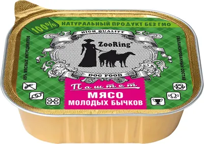 Влажный корм для собак ZooRing Паштет Мясо молодых бычков / 313345 (100г)