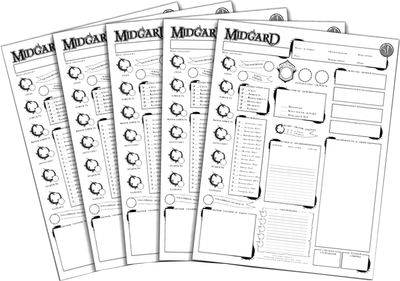 Набор бланков для настольной игры Pandora's Box Studio Листы персонажей. Мидгард / 01PB162 (5шт)