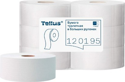 Туалетная бумага Tellus В больших рулонах 1 слой / 120195