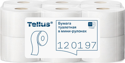 Туалетная бумага Tellus В мини-рулонах 1 слой / 120197