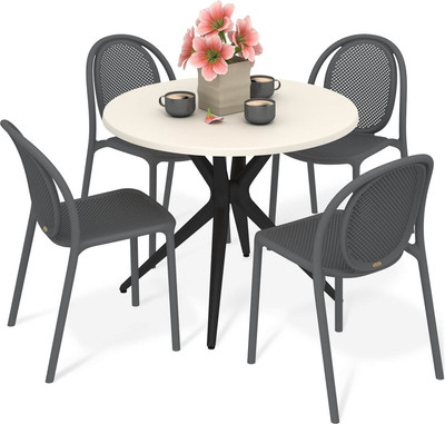 Обеденная группа Sheffilton SHT-DS304 (темно-серый/молочный/черный пластик/верзалит)