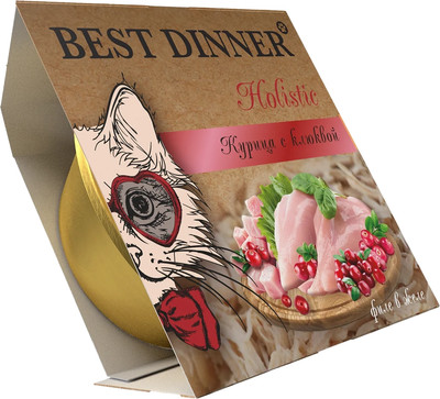 Влажный корм для кошек Best Dinner Holistic Мясные волокна в желе Курица с клюквой (75г)