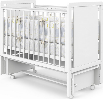 Детская кровать-трансформер INDIGO Classic маятник + колеса (белая аляска)