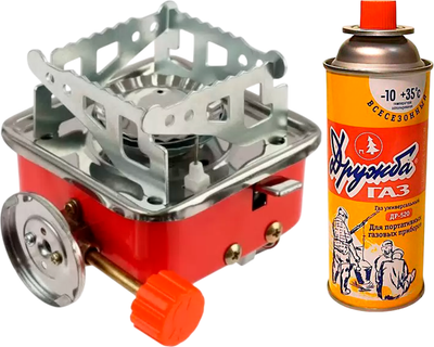 Плита туристическая Sundays Квадратная / TBD0603069101 (с газовым баллоном Дружба ДР-520)