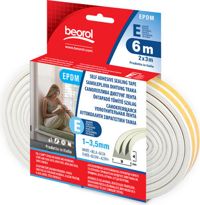 Лента уплотнительная Beorol Самоклеющаяся E профиль (белый)