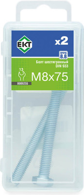 Болт ЕКТ Шестигранный 8x75 8.8 DIN 933 / B009255