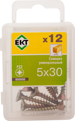 Набор саморезов ЕКТ 5.0х30 / B006888 (12шт, желтый цинк)