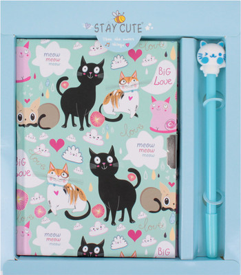 Записная книжка Darvish Милые котики. С ручкой / DV-14624C (50л, голубой)