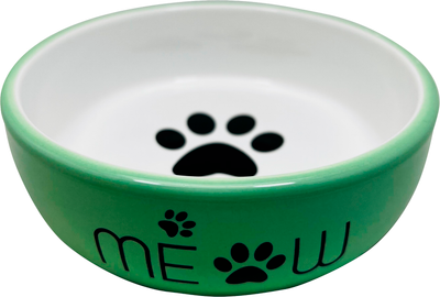 Миска для животных №1 С лапкой кошки / МКР2103 (320мл, зеленый)