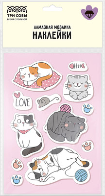 Набор алмазной вышивки Три совы Наклейки. Котики / АМН_65750
