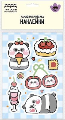 Набор алмазной вышивки Три совы Наклейки. Панда / АМН_65749
