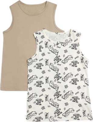 Комплект маек детских Mark Formelle 423344-2 (р.146-72, граффити на молочном/бежевый)