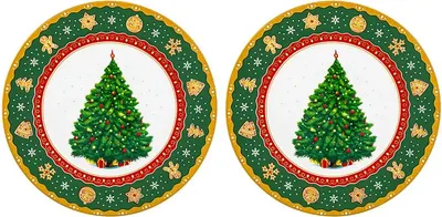 Набор тарелок Elan Gallery Новогодняя елка New Bone China / 420799